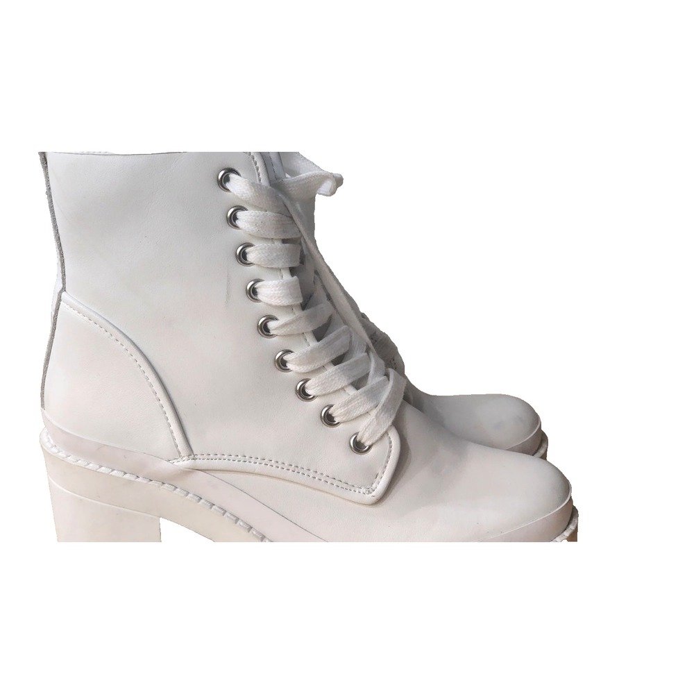 Steve Madden Women's Bloomed White BL000361 Leather Lace-Up Boots Size 7.5 - Picture 5 of 16
